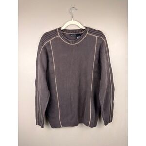 Vintage 90s Axcess Mens Brown Cotton Ribbed Crewneck Sweater Large